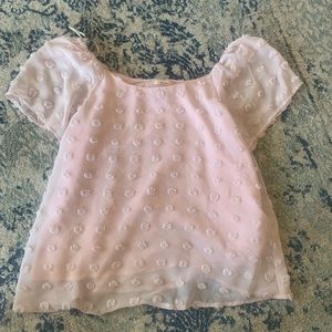 Francesca’s baby pink Pom Pom blouse